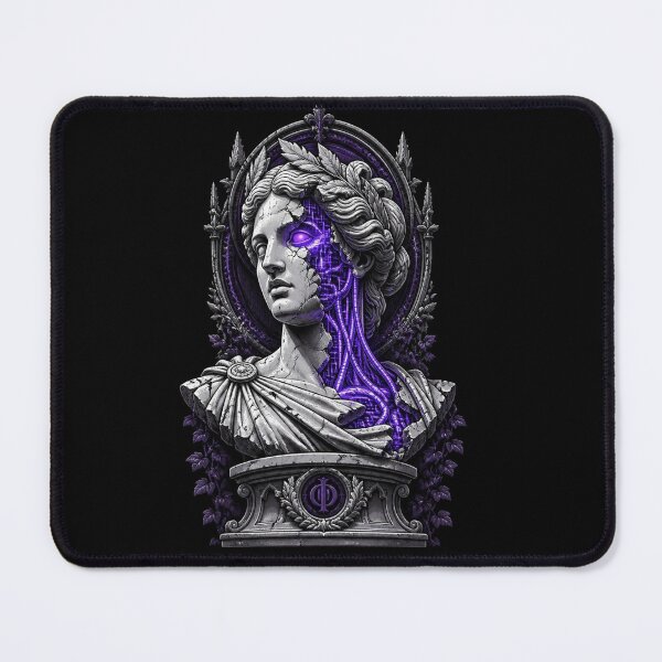 Item preview, Cyberpunk Cybernetic Marble Statue Neon Oracle Bust designed and sold by LazyDayzCo.