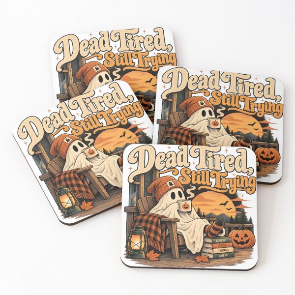 Item preview, Dead Tired Still Trying Cute Ghost Coffee Retro Halloween Design designed and sold by suthee navakul.