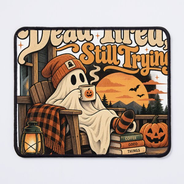 Item preview, Dead Tired Still Trying Cute Ghost Coffee Retro Halloween Design designed and sold by suthee navakul.