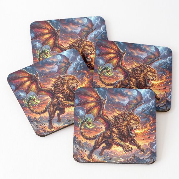 Item preview, Fiery Manticore Unleashed - Fantasy art designed and sold by Lucid Dream Pixel.