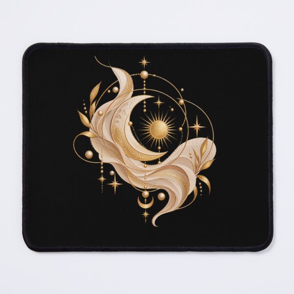 Item preview, Boho Celestial Sun and Crescent Moon Gold Art designed and sold by BohoMysticArt.