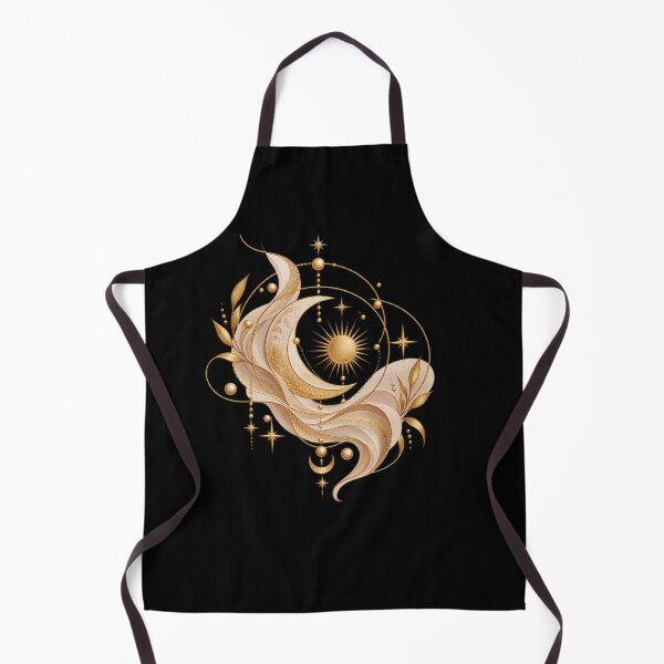 Item preview, Boho Celestial Sun and Crescent Moon Gold Art designed and sold by BohoMysticArt.