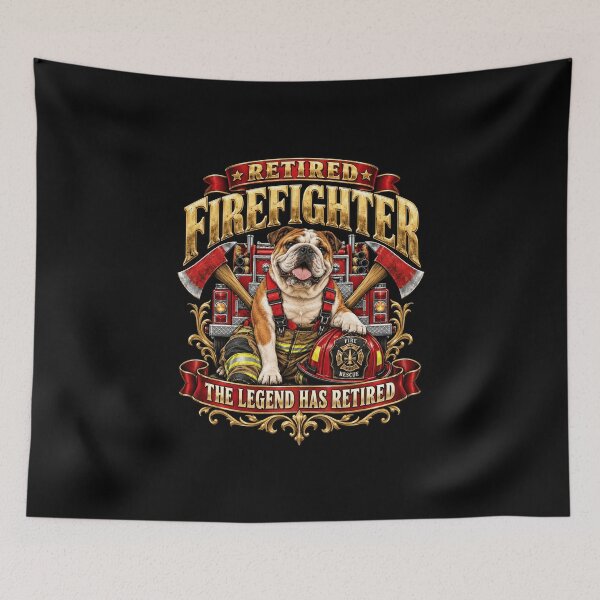 Item preview, Retired Firefighter Bulldog Hero Vintage Tribute Art designed and sold by anapldv.