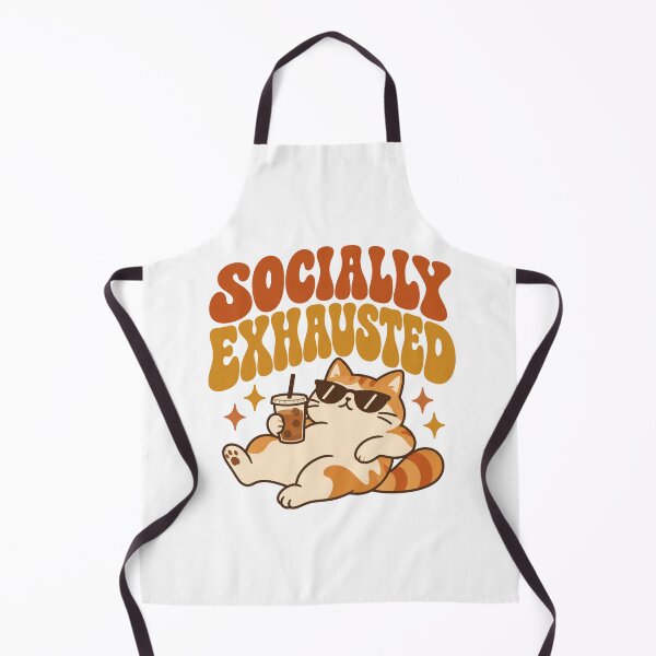 Item preview, Socially Exhausted - Funny Retro Introvert Cat & Iced Coffee designed and sold by Cozy Introvert Club.