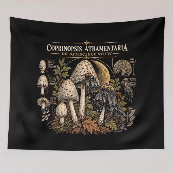 Item preview, Inky Cap Deliquescence Scientific Mushroom Study designed and sold by GingaArt.