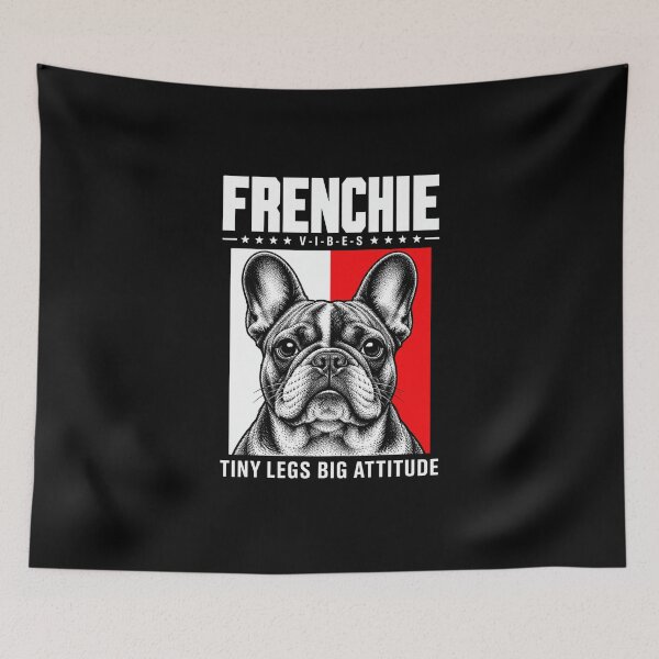 Item preview, frenchie Big Attitude Black White Red Dog Portrait designed and sold by anapldv.