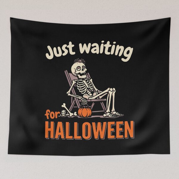 Item preview, Just Waiting For Halloween Lawn Chair Skeleton Gift designed and sold by Say It With Ink.