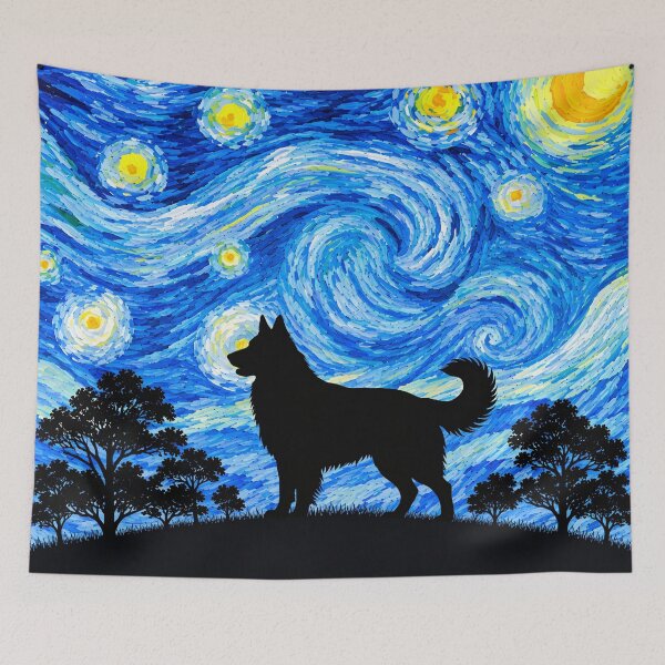 Item preview, Funny Bohemian Shepherd Dog Starry Night Painting Moon Star Mom Dad Kids designed and sold by FurryHavenPH.
