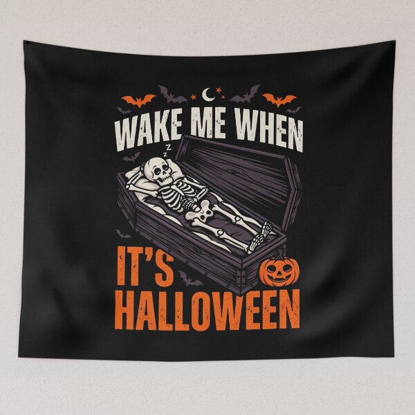Item preview, Wake Me When It's Halloween Coffin Skeleton Gift designed and sold by Say It With Ink.