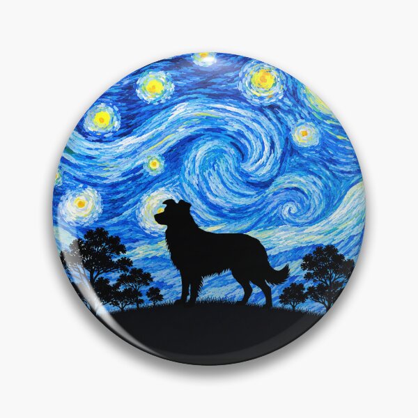 Item preview, Funny Border Collie Dog Starry Night Painting Moon Star Mom Dad Kids designed and sold by FurryHavenPH.