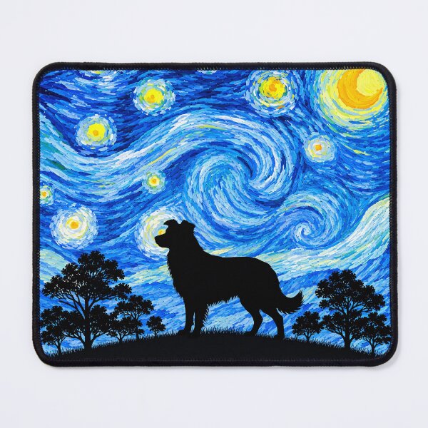 Item preview, Funny Border Collie Dog Starry Night Painting Moon Star Mom Dad Kids designed and sold by FurryHavenPH.