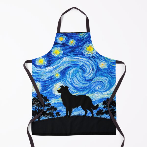 Item preview, Funny Border Collie Dog Starry Night Painting Moon Star Mom Dad Kids designed and sold by FurryHavenPH.