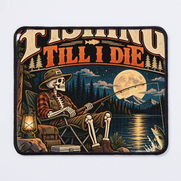 Item preview, Fishing Till I Die Skeleton Fisherman Retro Outdoor Fishing Design designed and sold by suthee navakul.