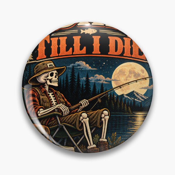 Item preview, Fishing Till I Die Skeleton Fisherman Retro Outdoor Fishing Design designed and sold by suthee navakul.