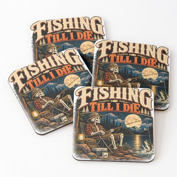 Item preview, Fishing Till I Die Skeleton Fisherman Retro Outdoor Fishing Design designed and sold by suthee navakul.