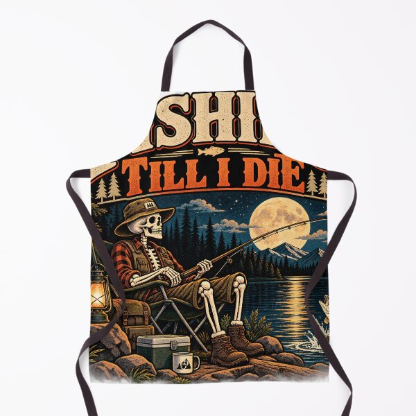 Item preview, Fishing Till I Die Skeleton Fisherman Retro Outdoor Fishing Design designed and sold by suthee navakul.