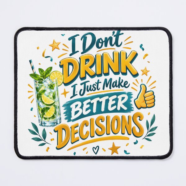 Item preview, dont drink, alcohol awareness, no booze, sober lifestyle, Best Decisions designed and sold by TrueArtVibes.