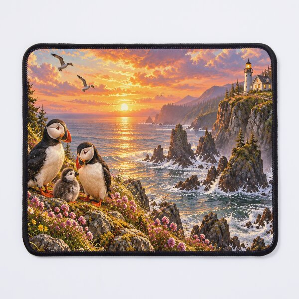 Item preview, Puffins on the steep coast designed and sold by _ARLUNA_.