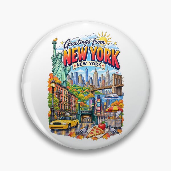 Item preview, Greetings from New York City – Colorful NYC Travel Collage designed and sold by Russell Thorne.