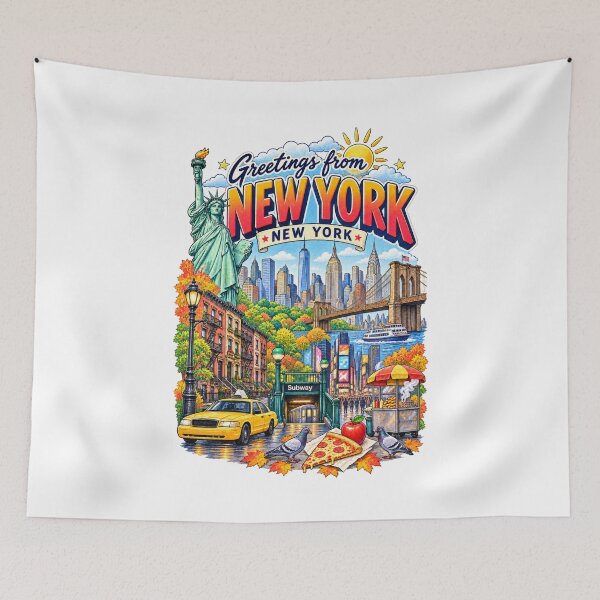 Item preview, Greetings from New York City – Colorful NYC Travel Collage designed and sold by Russell Thorne.