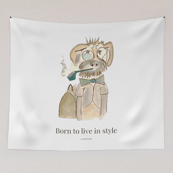 Item preview, Born To Walk In Style Dapper Dog Watercolor Quote designed and sold by lumekind.