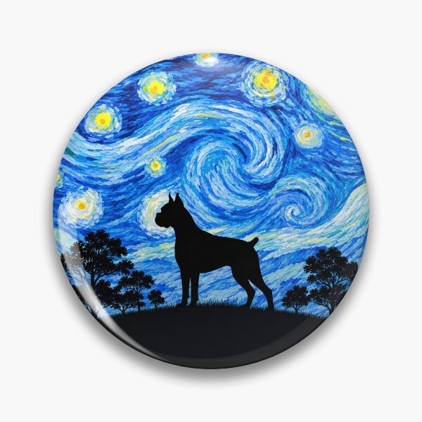 Item preview, Funny Boxer Dog Starry Night Painting Moon Star Mom Dad Kids designed and sold by FurryHavenPH.
