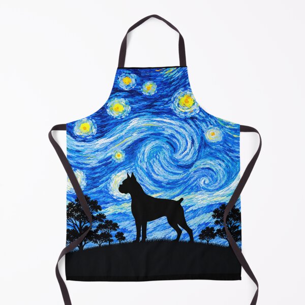 Item preview, Funny Boxer Dog Starry Night Painting Moon Star Mom Dad Kids designed and sold by FurryHavenPH.