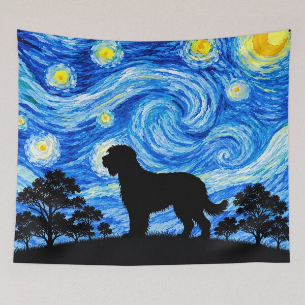 Item preview, Funny Briard Dog Starry Night Painting Moon Star Mom Dad Kids designed and sold by FurryHavenPH.