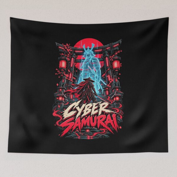 Item preview, Cyber Samurai Neon Cyberpunk Warrior designed and sold by Pandaburba.