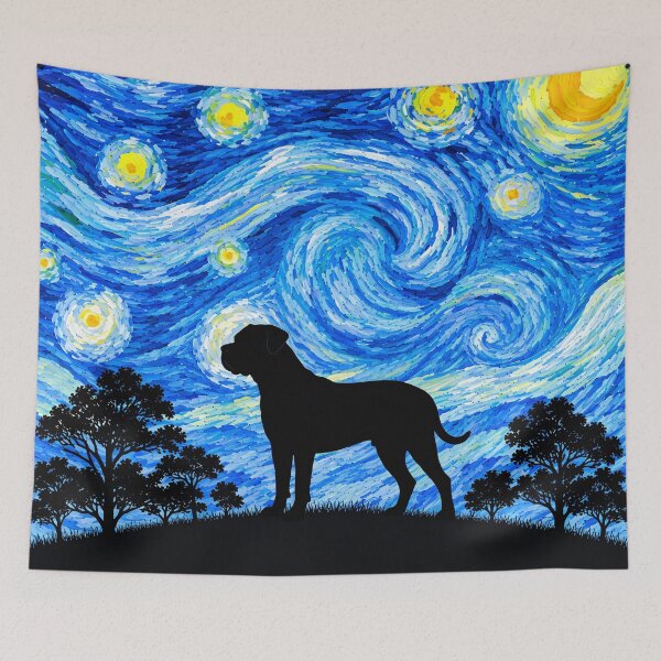 Item preview, Funny Cane Corso Dog Starry Night Painting Moon Star Mom Dad Kids designed and sold by FurryHavenPH.