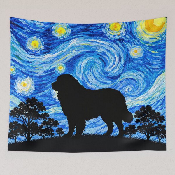 Item preview, Funny Caucasian Shepherd Dog Starry Night Painting Moon Star Mom Dad Kids designed and sold by FurryHavenPH.