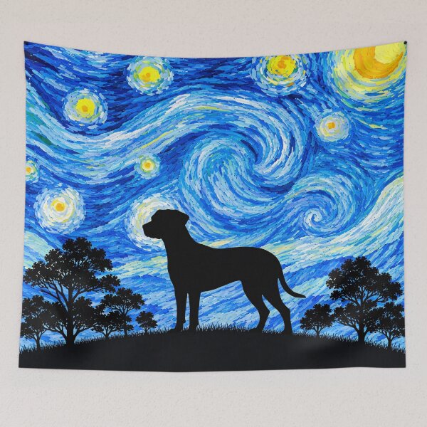 Item preview, Funny Catahoula Leopard Dog Starry Night Painting Moon Star Mom Dad Kids designed and sold by FurryHavenPH.
