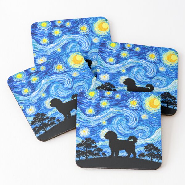 Item preview, Funny Cavachon Dog Starry Night Painting Moon Star Mom Dad Kids designed and sold by FurryHavenPH.