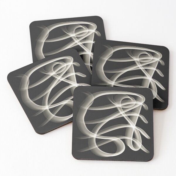 Item preview, Abstract Line Art Swirl - Glowing White Lines Dark Black designed and sold by CaramelCo.