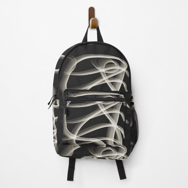 Item preview, Abstract Line Art Swirl - Glowing White Lines Dark Black designed and sold by CaramelCo.