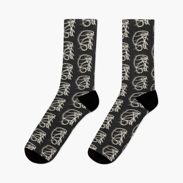 Item preview, Abstract Line Art Swirl - Glowing White Lines Dark Black designed and sold by CaramelCo.