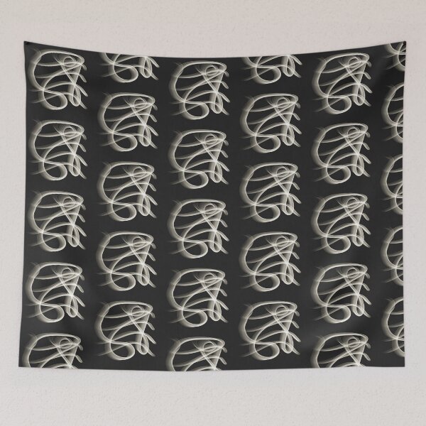 Item preview, Abstract Line Art Swirl - Glowing White Lines Dark Black designed and sold by CaramelCo.