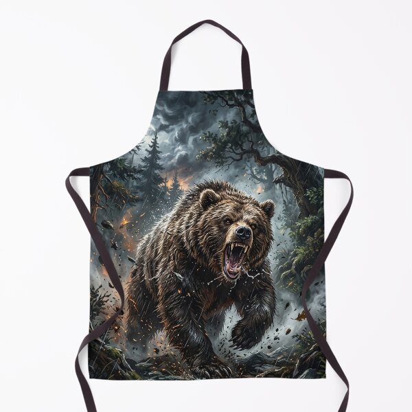 Item preview, Fierce Grizzly Bear in a Dark Pine Forest designed and sold by Lucid Dream Pixel.