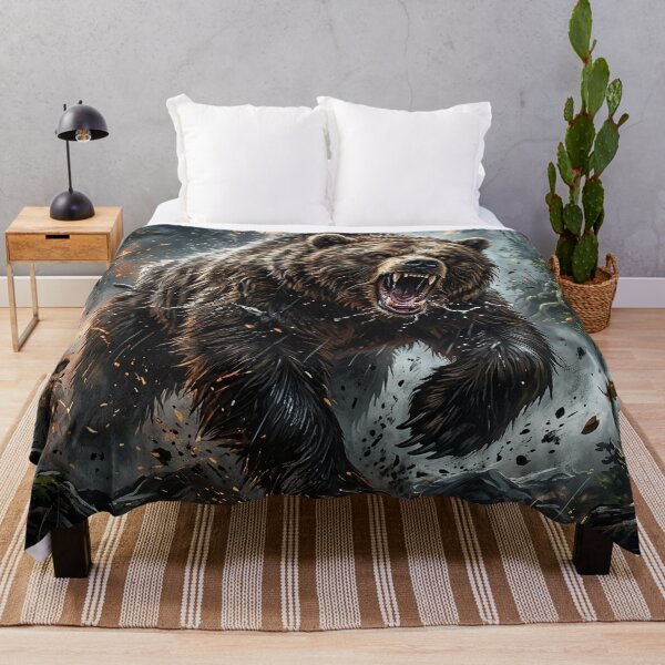 Artikelvorschau, Fierce Grizzly Bear in a Dark Pine Forest entworfen und verkauft von Lucid Dream Pixel.