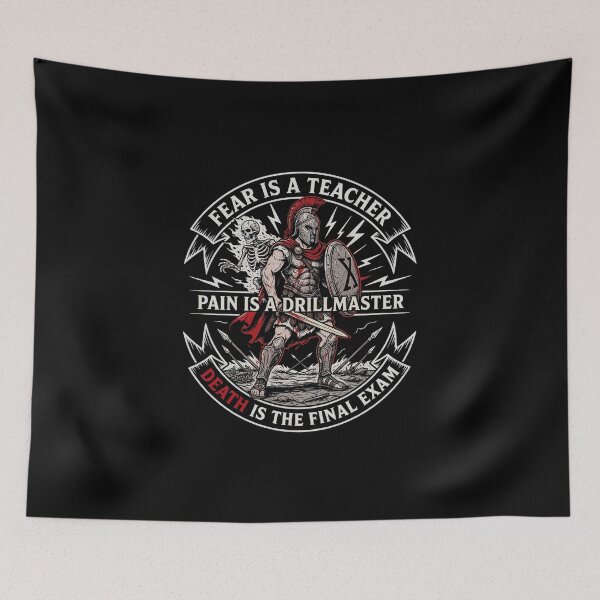 Item preview, Pain Is A Drillmaster Spartan Warrior Ancient Greece designed and sold by Enea Kelo.