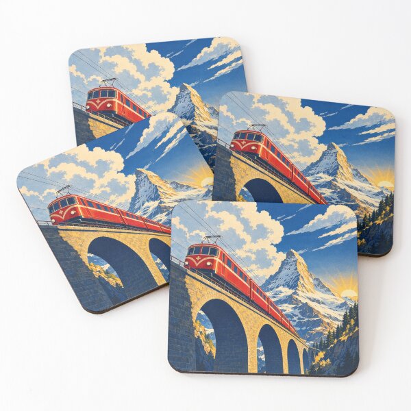 Item preview, Zermatt & the Matterhorn | Vintage Swiss Alps Railway Travel Poster designed and sold by dj-illustration.
