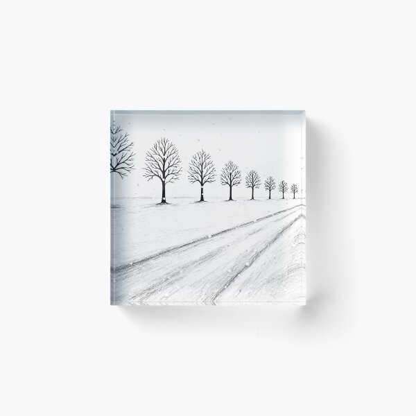 Item preview, Winter Trees Road In Snow Minimal Drawing designed and sold by K3v1nDesing.