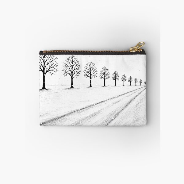 Item preview, Winter Trees Road In Snow Minimal Drawing designed and sold by K3v1nDesing.
