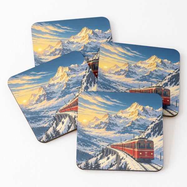 Item preview, Jungfrau Region Alpine Railway | Vintage Swiss Alps Travel Poster designed and sold by dj-illustration.