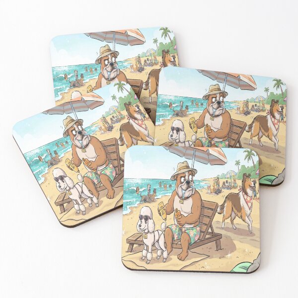 Item preview, Funny Cartoon Bulldog Applying Sunscreen on Poodle Digital Art designed and sold by AfresStudio.
