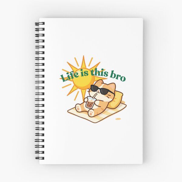 Item preview, cute sunbathing cat drinking boba tea designed and sold by esmadesigns.