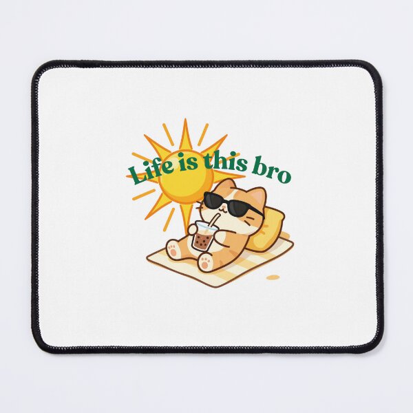 Item preview, cute sunbathing cat drinking boba tea designed and sold by esmadesigns.