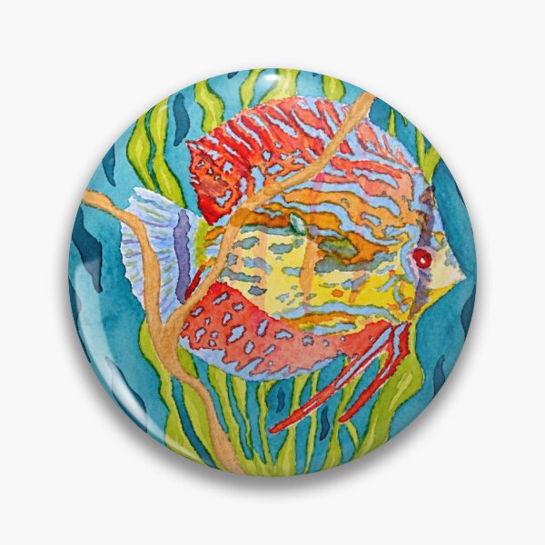 Item preview, Discus Fish - Beneath the Quiet Current – Kintsugi Fish Watercolour designed and sold by newsuept25.art.