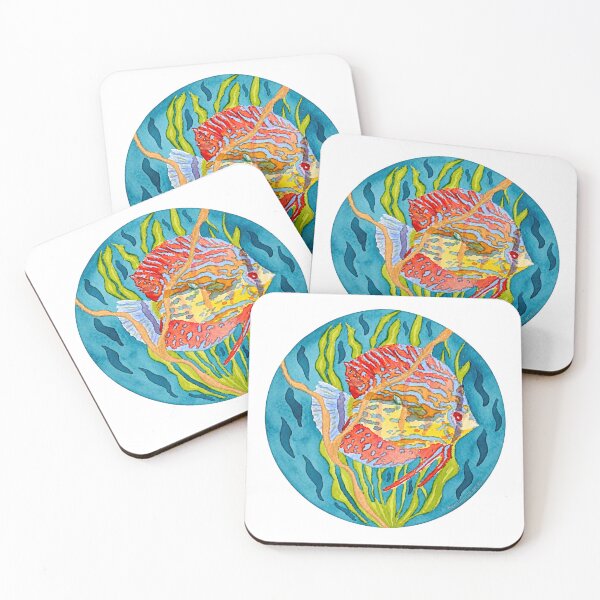 Item preview, Discus Fish - Beneath the Quiet Current – Kintsugi Fish Watercolour designed and sold by newsuept25.art.