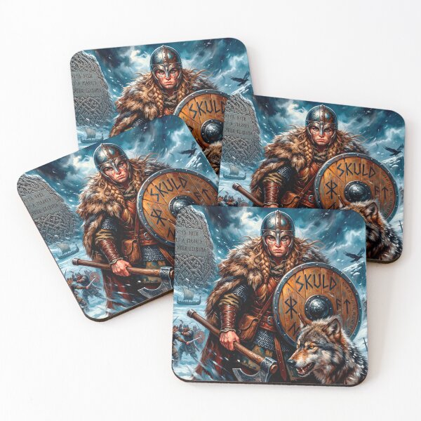 Item preview, Epic Skuld Valkyrie of Destiny with Wolf – Norse Warrior Art designed and sold by VALKYRAART53.